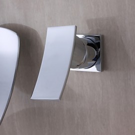 Zeitgenössisch Wandmontage Wasserfall with Keramisches Ventil Einzigen Handgriff Zwei Löcher for Chrom, Badewannenarmaturen