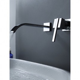 Zeitgenössisch Wandmontage Wasserfall / Breite spary with Keramisches Ventil Einzigen Handgriff Zwei Löcher for Chrom,