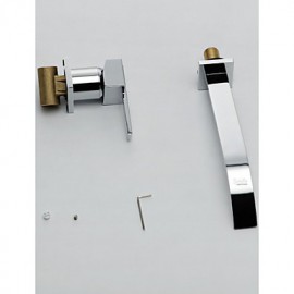 Zeitgenössisch Wandmontage Wasserfall / Breite spary with Keramisches Ventil Einzigen Handgriff Zwei Löcher for Chrom,