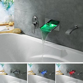Badewannenarmaturen - Messing - Zeitgenössisch - LED / Wasserfall / Handdusche inklusive - Chrom