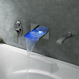 Badewannenarmaturen - Messing - Zeitgenössisch - LED / Wasserfall / Handdusche inklusive - Chrom