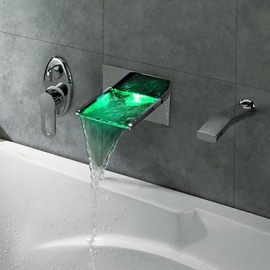 Badewannenarmaturen - Messing - Zeitgenössisch - LED / Wasserfall / Handdusche inklusive - Chrom