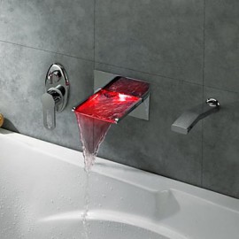 Badewannenarmaturen - Messing - Zeitgenössisch - LED / Wasserfall / Handdusche inklusive - Chrom