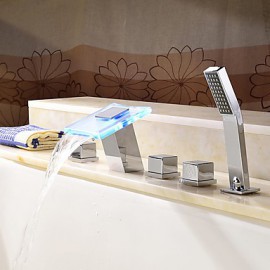 Zeitgenössisch / Art déco/Retro / Modern Badewanne & Dusche LED / Wasserfall / Breite spary / Handdusche inklusive with Keramisches