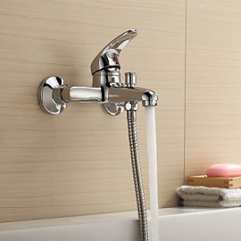 Zeitgenössisch / Modern Badewanne & Dusche Wasserfall with Keramisches Ventil Einzigen Handgriff Zwei Löcher for Chrom, Duscharmaturen
