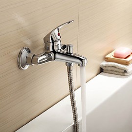 Zeitgenössisch / Modern Badewanne & Dusche Wasserfall with Keramisches Ventil Einzigen Handgriff Zwei Löcher for Chrom, Duscharmaturen