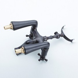 Traditionell Badewanne & Dusche Handdusche inklusive with Keramisches Ventil Zwei Griffe Ein Loch for Bronze mit ölschliff,