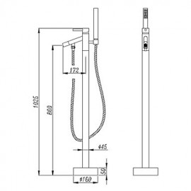 Zeitgenössisch bodenmontiert Handdusche inklusive / Bodenstand with Keramisches Ventil Einhand Ein Loch for Chrom, Badewannenarmaturen