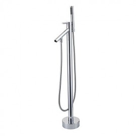 Zeitgenössisch bodenmontiert Handdusche inklusive / Bodenstand with Keramisches Ventil Einhand Ein Loch for Chrom, Badewannenarmaturen