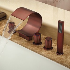 Öl-rieb Bronze Wasserfall verbreitet Badewanne Wasserhahn mit Handbrause (gebogene Form Design)