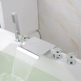 Zeitgenössisch Badewanne & Dusche Wasserfall / Handdusche inklusive with Messingventil Drei Handgriffe Vier Löcher for Chrom,