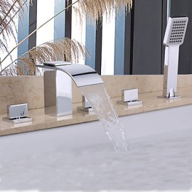 Zeitgenössisch Badewanne & Dusche Wasserfall / Handdusche inklusive with Keramisches Ventil Zwei Griffe Fünf Löcher for Chrom,