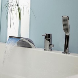 Zeitgenössisch Badewanne & Dusche LED / Wasserfall / Handdusche inklusive with Keramisches Ventil Einhand Drei Löcher for Chrom,