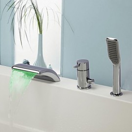 Zeitgenössisch Badewanne & Dusche LED / Wasserfall / Handdusche inklusive with Keramisches Ventil Einhand Drei Löcher for Chrom,