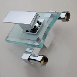 Zeitgenössisch Badewanne & Dusche Wasserfall / Breite spary with Keramisches Ventil Einzigen Handgriff Zwei Löcher for Chrom,