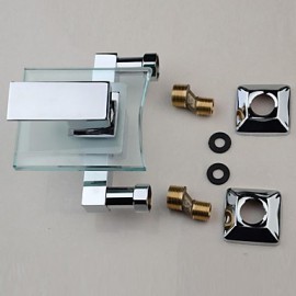 Zeitgenössisch Badewanne & Dusche Wasserfall / Breite spary with Keramisches Ventil Einzigen Handgriff Zwei Löcher for Chrom,