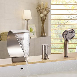 Zeitgenössisch Badewanne & Dusche Wasserfall / Handdusche inklusive with Keramisches Ventil Einhand Drei Löcher for Gebürsteter Nickel,