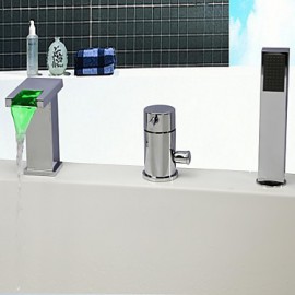 Zeitgenössisch Badewanne & Dusche LED / Wasserfall / Handdusche inklusive with Keramisches Ventil Einhand Drei Löcher for Chrom,