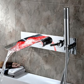 Zeitgenössisch Badewanne & Dusche LED / Wasserfall / Handdusche inklusive with Keramisches Ventil Einhand Fünf Löcher for Chrom,