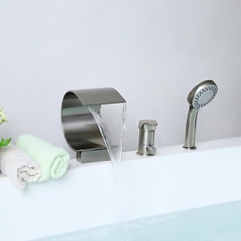 Zeitgenössisch Badewanne & Dusche Wasserfall / Handdusche inklusive with Keramisches Ventil Einhand Drei Löcher for Gebürsteter Nickel,