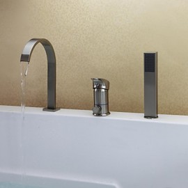 Zeitgenössisch Badewanne & Dusche Wasserfall / Handdusche inklusive with Keramisches Ventil Einhand Drei Löcher for Gebürsteter Nickel,