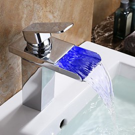 Badewannenarmaturen - Messing - Zeitgenössisch - LED / Wasserfall - Chrom