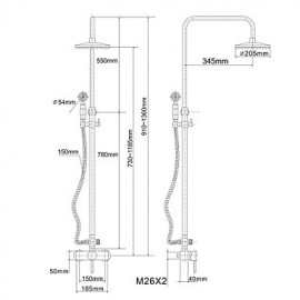 Antik Duschsystem Regendusche / Handdusche inklusive with Keramisches Ventil Einhand Drei Löcher for Antikes Messing, Duscharmaturen