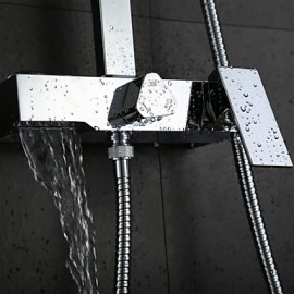 Zeitgenössisch Duschsystem Wasserfall / Regendusche / Handdusche inklusive with Keramisches Ventil Einhand Drei Löcher for Chrom,