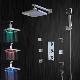 Zeitgenössisch Duschsystem LED / Regendusche with Keramisches Ventil Drei Griffe Fünf Löcher for Chrom, Duscharmaturen