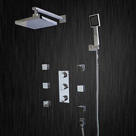 Zeitgenössisch Duschsystem LED / Regendusche with Keramisches Ventil Drei Griffe Fünf Löcher for Chrom, Duscharmaturen