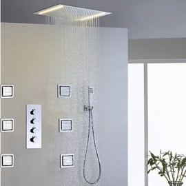 Duscharmaturen - Zeitgenössisch - LED / Regendusche / Seitendüse / Handdusche inklusive - Messing (Chrom)