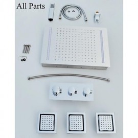 Duscharmaturen - Zeitgenössisch - LED / Thermostatische / Regendusche / Seitendüse / Handdusche inklusive - Messing (Chrom)