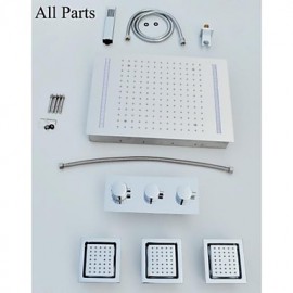 Duscharmaturen - Zeitgenössisch - LED / Thermostatische / Regendusche / Seitendüse / Handdusche inklusive - Messing (Chrom)