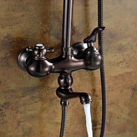Antik Duschsystem Regendusche / Handdusche inklusive with Keramisches Ventil Einhand Drei Löcher for Bronze mit ölschliff,