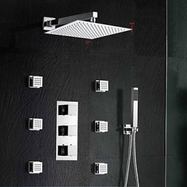 Zeitgenössisch Wandmontage Thermostatische with Messingventil Drei Griffe Drei Löcher for Chrom, Duscharmaturen