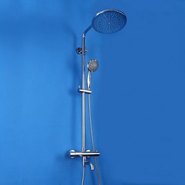 Zeitgenössisch Duschsystem Thermostatische / Regendusche / Handdusche inklusive with Keramisches Ventil Einhand Drei Löcher for Chrom,