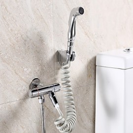 Zeitgenössisch Mittellage Mit ausziehbarer Brause with Messingventil Zwei Griffe Ein Loch for Chrom, Bidet Wasserhahn