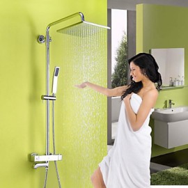 Zeitgenössisch Duschsystem Thermostatische / Regendusche / Handdusche inklusive with Keramisches Ventil Zwei Griffe Drei Löcher for