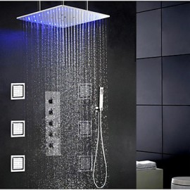 Zeitgenössisch / Modern Duschsystem LED / Regendusche / Breite spary / Handdusche inklusive with Keramisches Ventil Einhand-Vierlochfor