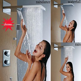 Zeitgenössisch Wandmontage Thermostatische / Regendusche / Handdusche inklusive with Messingventil Zwei Griffe Drei Löcher for Chrom,