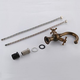 Antik Mittellage drehbarer with Keramisches Ventil Zwei Griffe Ein Loch for Antikes Messing, Waschbecken Wasserhahn