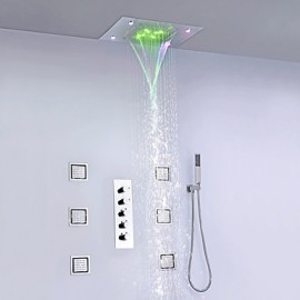 Zeitgenössisch Duschsystem LED / Wasserfall / Regendusche / Handdusche inklusive with Keramisches Ventil Fünf Griffe acht Löcher for