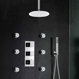 Zeitgenössisch Wandmontage Thermostatische with Messingventil Drei Griffe Drei Löcher for Chrom, Duscharmaturen