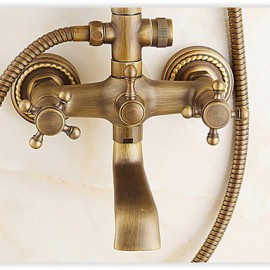 Antik Wandmontage Regendusche / Handdusche inklusive with Keramisches Ventil Zwei Griffe Zwei Löcher for Antikes Messing,
