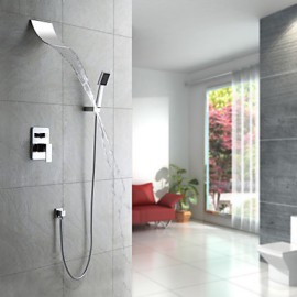 Zeitgenössisch Duschsystem Wasserfall / Handdusche inklusive with Keramisches Ventil Einhand Fünf Löcher for Chrom, Duscharmaturen