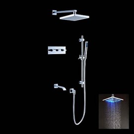Zeitgenössisch Duschsystem LED / Regendusche / Handdusche inklusive with Keramisches Ventil Zwei Griffe Fünf Löcher for Chrom,