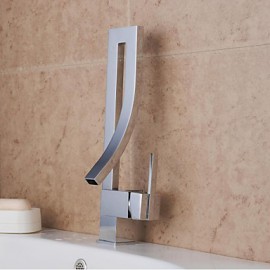 Zeitgenössisch Mittellage Breite spary with Keramisches Ventil Einhand Ein Loch for Chrom, Waschbecken Wasserhahn