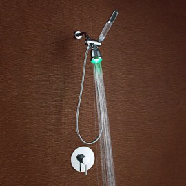 Zeitgenössisch Duschsystem LED / Handdusche inklusive with Keramisches Ventil Einzigen Handgriff Zwei Löcher for Chrom, Duscharmaturen