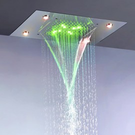 Bad regen und Wasserfall Duschkopf / Edelstahl 304 / Strom Energieeinsparung abwechselnd LED-Lampen enthalten
