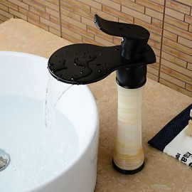 Zeitgenössisch / Art déco/Retro / Modern Mittellage Wasserfall / Breite spary / Vorspülung with Keramisches VentilEinzigen Handgriff